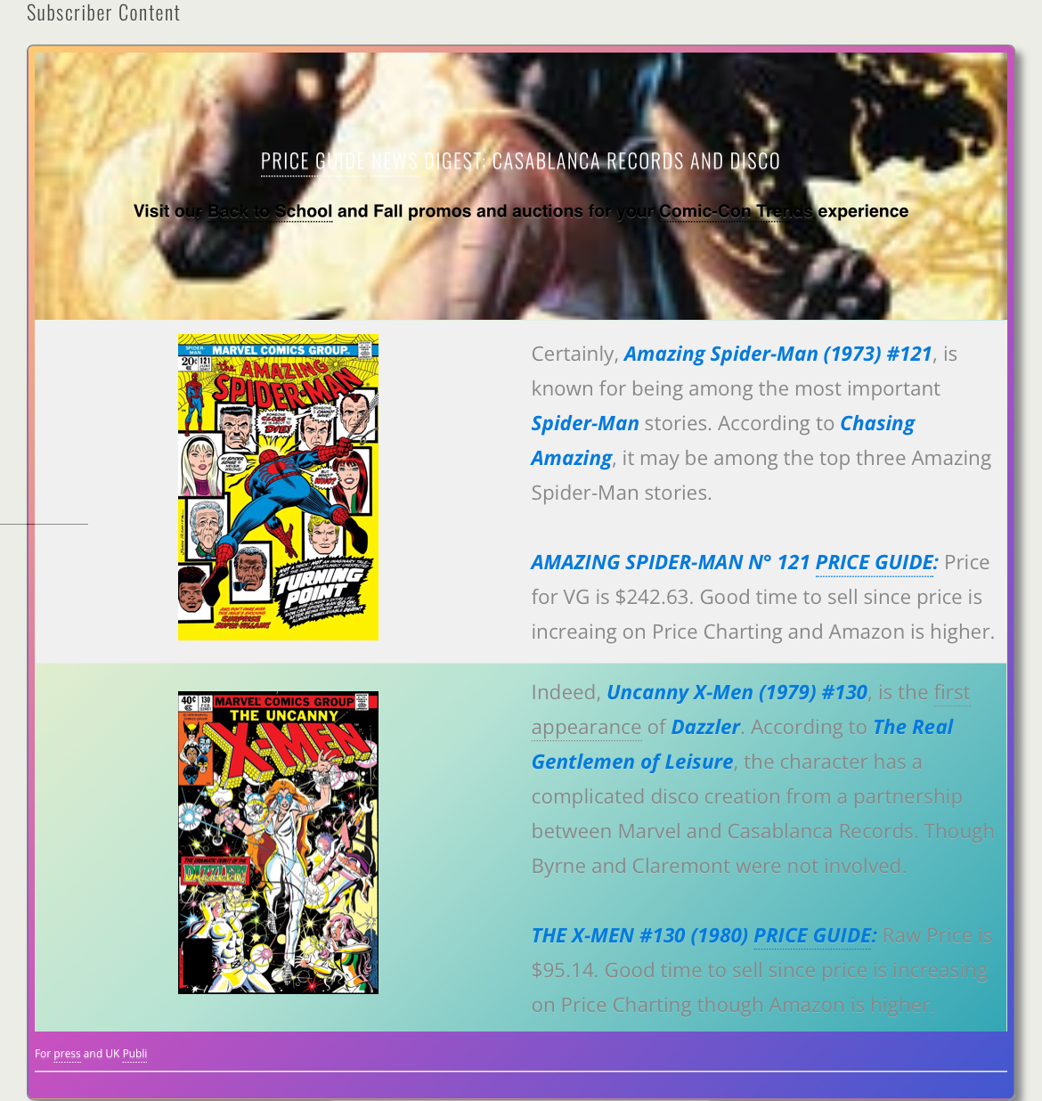 News Digest Bronze Age Most Valuable Comic Books